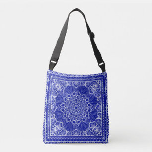 Blau-Weiß-Bandanna-Design Tragetaschen Mit Langen Trägern