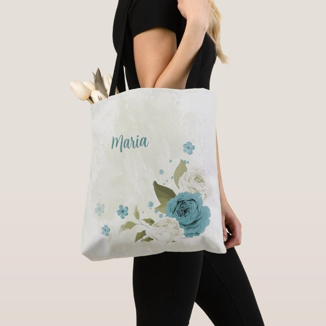 Blau-Weiß-Blume Tasche (Von Nahem)