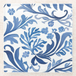 Blau-Weiß-Blumendesign | Chinoiserie Pattern Glasuntersetzer