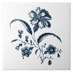 Blau-Weiß-Blumenmuster Fliese