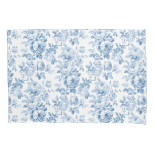 Blau-Weiß-Blumentoilette Kissenbezug