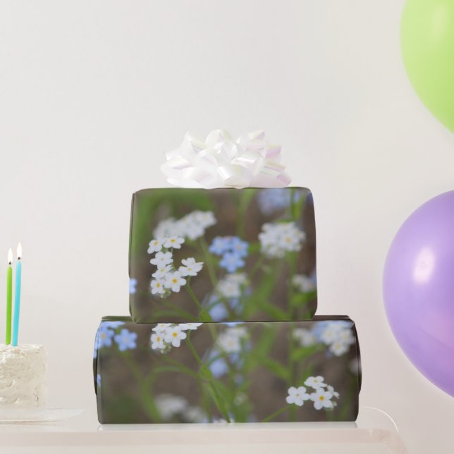 Blau-Weiß-Blüte Geschenkpapier (Partygeschenke)