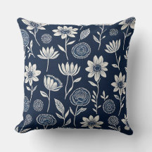 Blau-Weiß-Boho-Blüte - Blockdruckweise