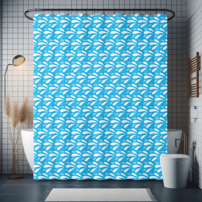 Blau-Weiß-Chic-Splash-Muster Duschvorhang (Von Creator hochgeladen)