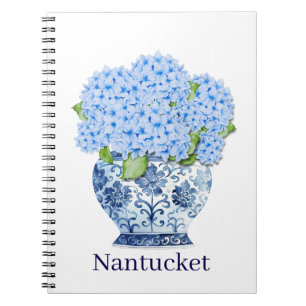 Blau-Weiß-Chinoiserie-Blumen-Nantucket-Notizbuch Notizblock