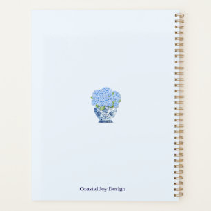 Blau-Weiß-Chinoiserie-Blumen Nantucket-Notizbuch Planer