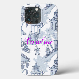 Blau & Weiß Chinoiserie Muster mit Monogramm Case-Mate iPhone Hülle