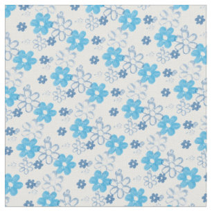 Blau-Weiß-Daisy-Blume Hübsch Stoff