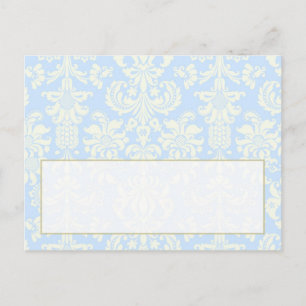 Blau/Weiß Damask Hochzeitsschreibbare Platzkarte Postkarte