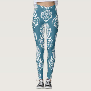 Blau-weiß-Damaskus-Druck Leggings