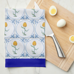Blau Weiß Delfter Tulpenkachel Muster Blaue Umrand Geschirrtuch