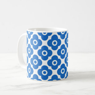 Blau-weiß einfaches Blumenmuster Retro-Blumen Kaffeetasse
