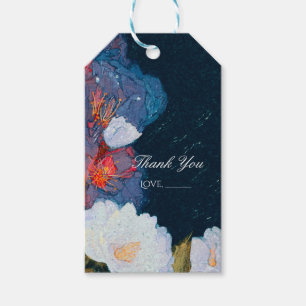 Blau & Weiß Elegant Moderner Chic Floral Gefallen Geschenkanhänger