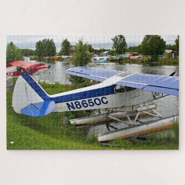 Blau-Weiß-Flugzeug, Lake Hood, Alaska (Horizontal)