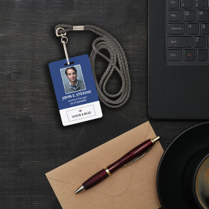 Blau-Weiß-Foto- und Logo-Mitarbeiter-ID-Ausweis Ausweis
