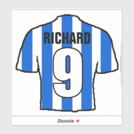 Blau-Weiß Fußball Shirt zu personalisieren. Aufkleber