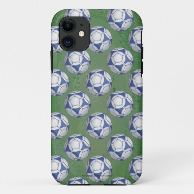 Blau-Weiß-Futbal-Muster Case-Mate iPhone Hülle (Rückseite)