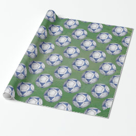 Blau-Weiß-Futbal-Muster Geschenkpapier