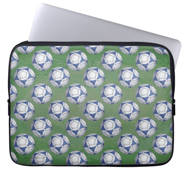 Blau-Weiß-Futbal-Muster Laptopschutzhülle (Vorderseite)