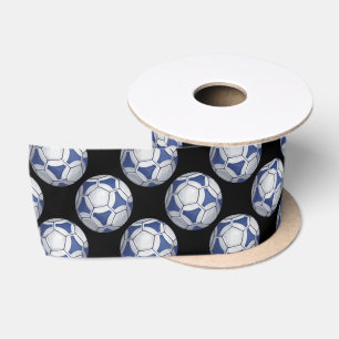 Blau-Weiß-Futbal-Muster Satinband