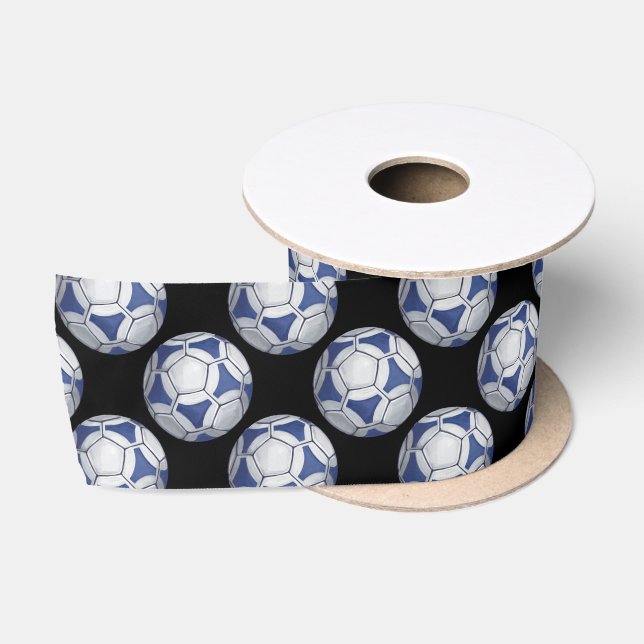Blau-Weiß-Futbal-Muster Satinband (Spule)