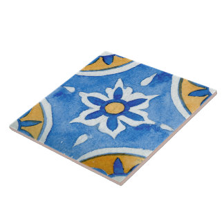 Blau-weiß-gelbe Farbe Fliese