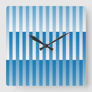 Blau-weiß gestreiftes Muster Quadratische Wanduhr