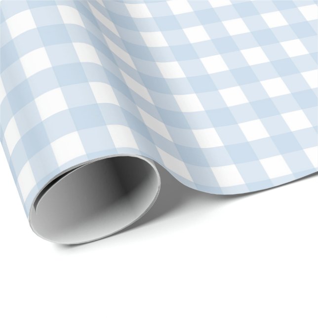 Blau-Weiß-Gingham Geschenkpapier (Rolleneckpunkt)