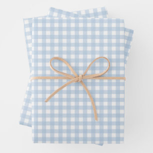 Blau-Weiß-Gingham Geschenkpapier Set