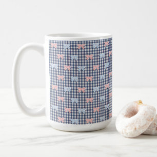 Blau Weiß Gingham Rosa Blau Kokette Schleifen Tren Kaffeetasse