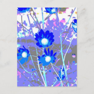 Blau-Weiß-Grafik des Fotos Blume invertiert Postkarte