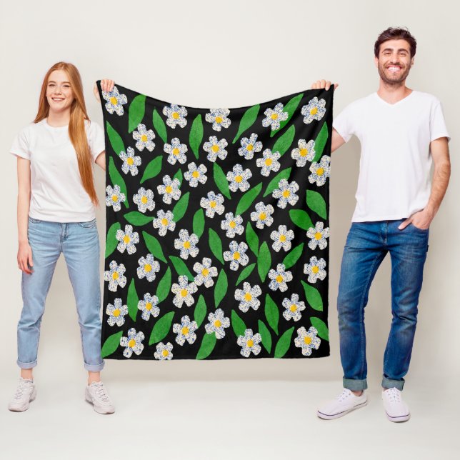 Blau Weiß Grün Floral  Fleecedecke (Beispiel)