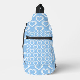 Blau-Weiß-Herzen-Muster Crossbody Bag