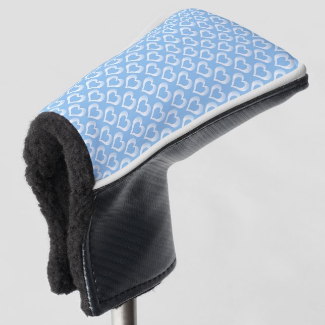 Blau-Weiß-Herzen-Muster Golf Headcover (3/4 Vorderseite)