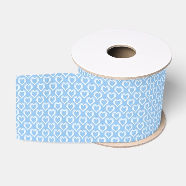 Blau-Weiß-Herzen-Muster Ripsband (Spule)