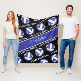 Blau Weiß I Liebe Volleyball mädchenhaft personali Fleecedecke