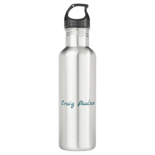 Blau Weiß Ihr Name Einzigartig Minimalistisch Edelstahlflasche