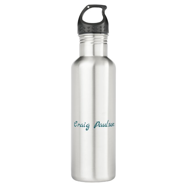 Blau Weiß Ihr Name Einzigartig Minimalistisch Edelstahlflasche (Vorderseite)