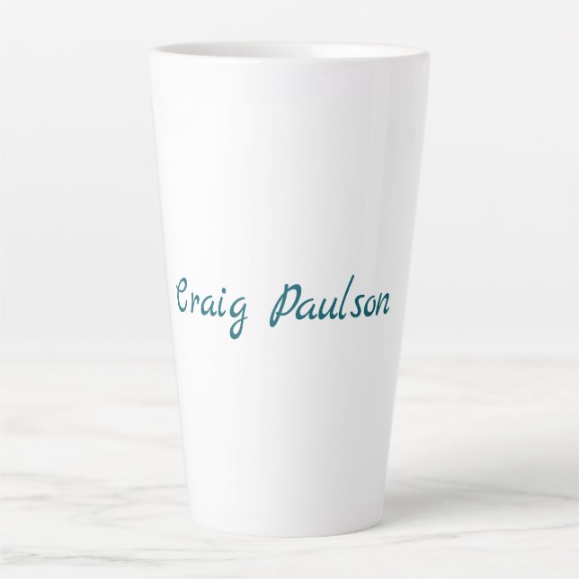 Blau Weiß Ihr Name Einzigartig Minimalistisch Milchtasse (Vorderseite)