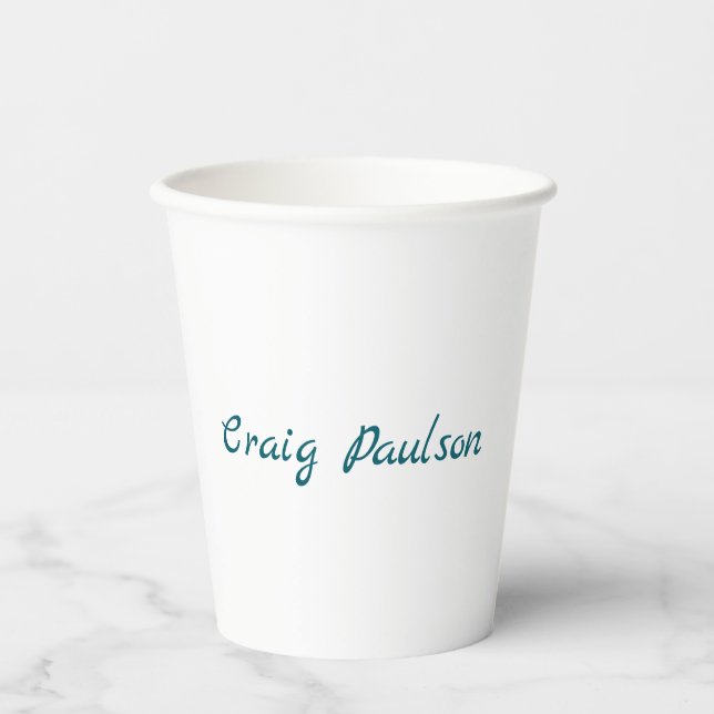 Blau Weiß Ihr Name Einzigartig Minimalistisch Pappbecher (Vorderseite)