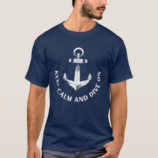 Blau-Weiß-Illustration Anker-T - Shirt