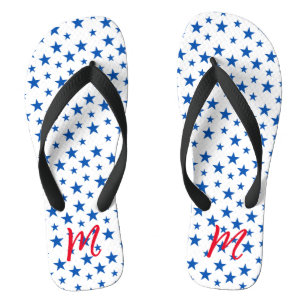 Blau-Weiß-individualisierbares Sternmuster Flip Flops