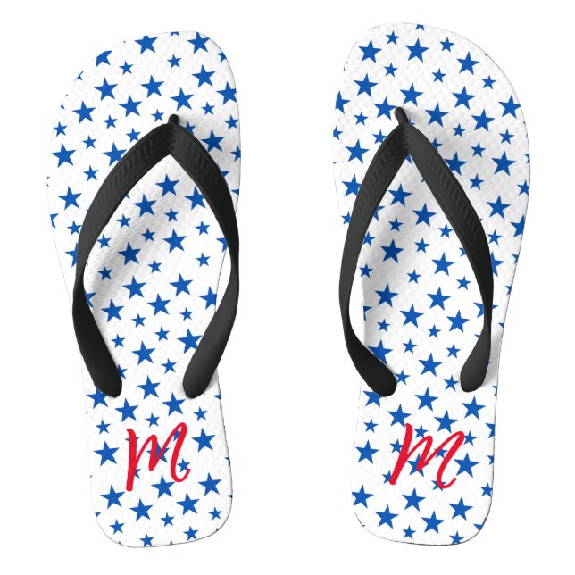 Blau-Weiß-individualisierbares Sternmuster Flip Flops (Fußbett)