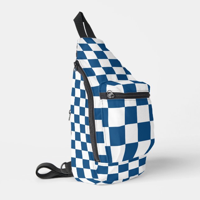 Blau-weiß kariert crossbody bag (Linke Seite)
