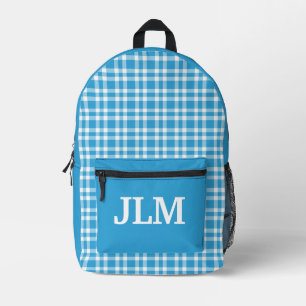 Blau-Weiß-Kariert Personalisierungsmuster Bedruckter Rucksack