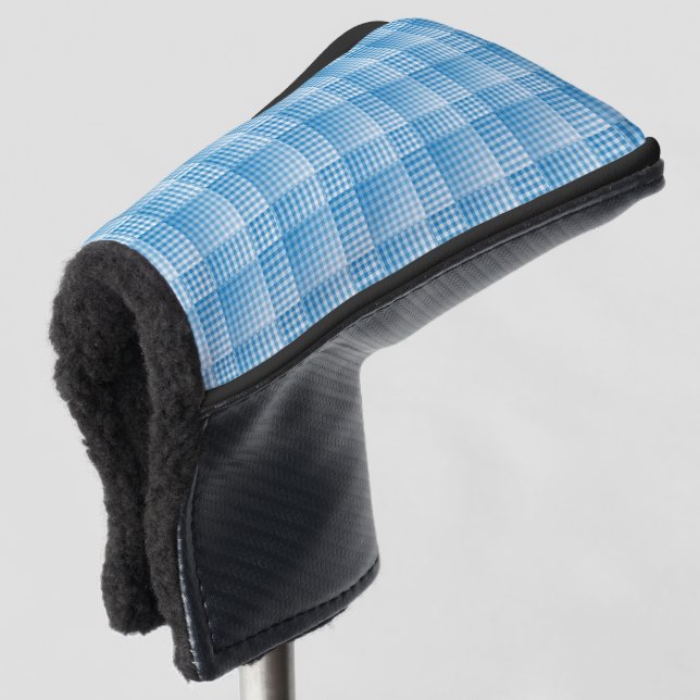 Blau Weiß Karo abstraktes Muster Golf Headcover (3/4 Vorderseite)