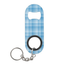 Blau Weiß Karo abstraktes Muster Mini Flaschenöffner