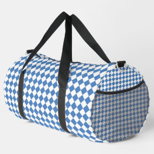 Blau Weiß Karo Diamant Muster Groß Duffle Bag