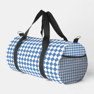 Blau-Weiß-Karo-Diamant-Muster Klein Duffle Bag