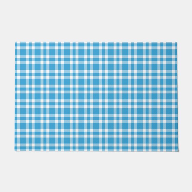 Blau-Weiß-Karomuster Fußmatte (Vorderseite)